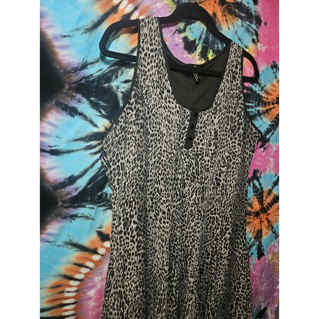 Milano Snow Leopard Tank Short Layered Dress Womens Size 14