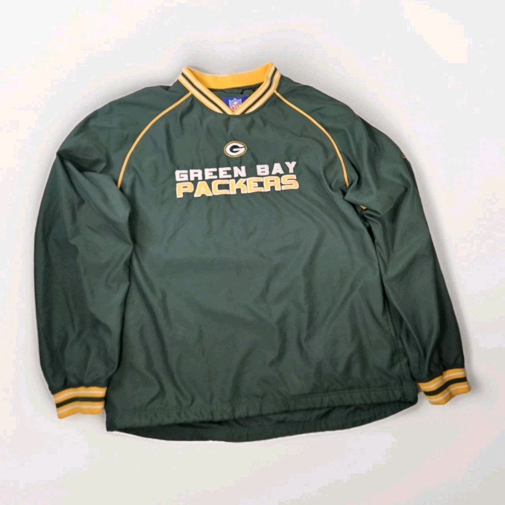 Vintage Reebok Green Bay Packers Mens Size Medium Pull-Over Green Wind Breaker