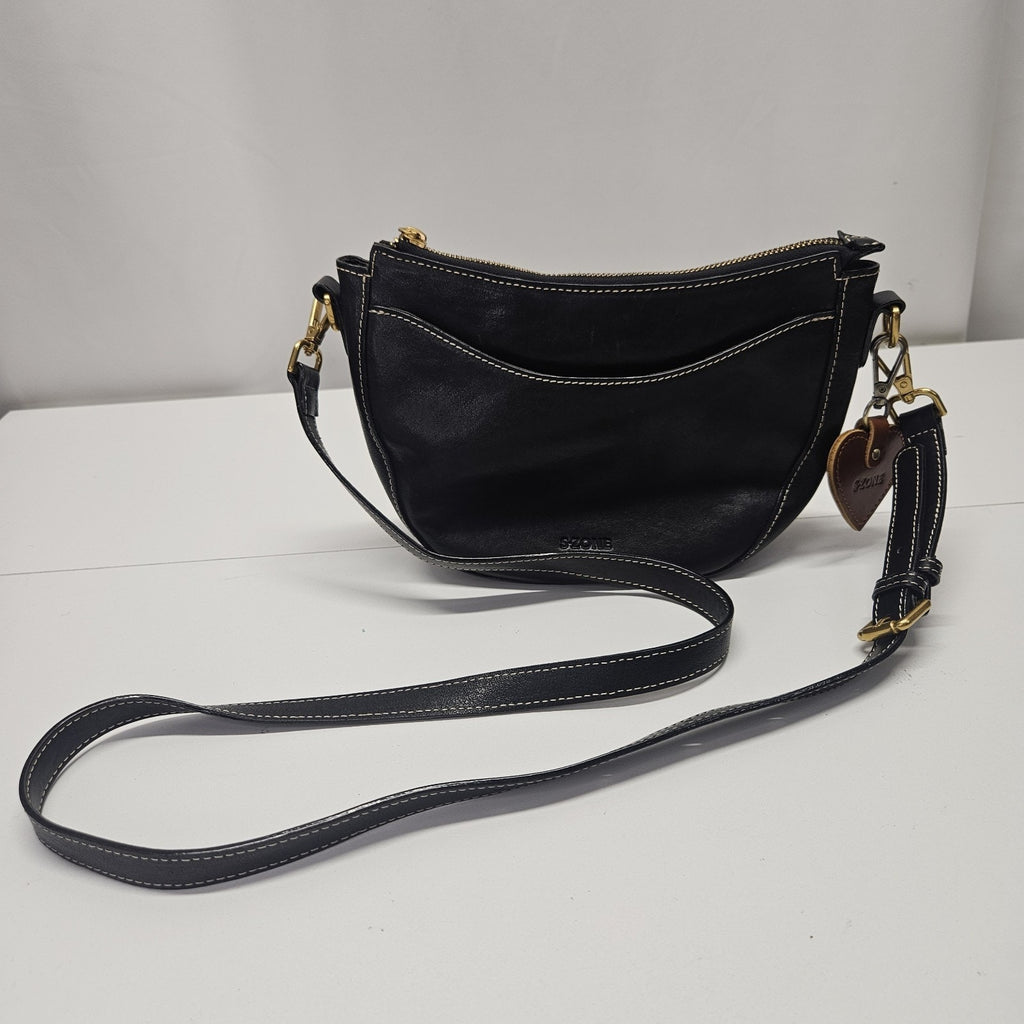 S-ZONE Small Leather Crossbody Bags for Women Cute Purses with RFID Black