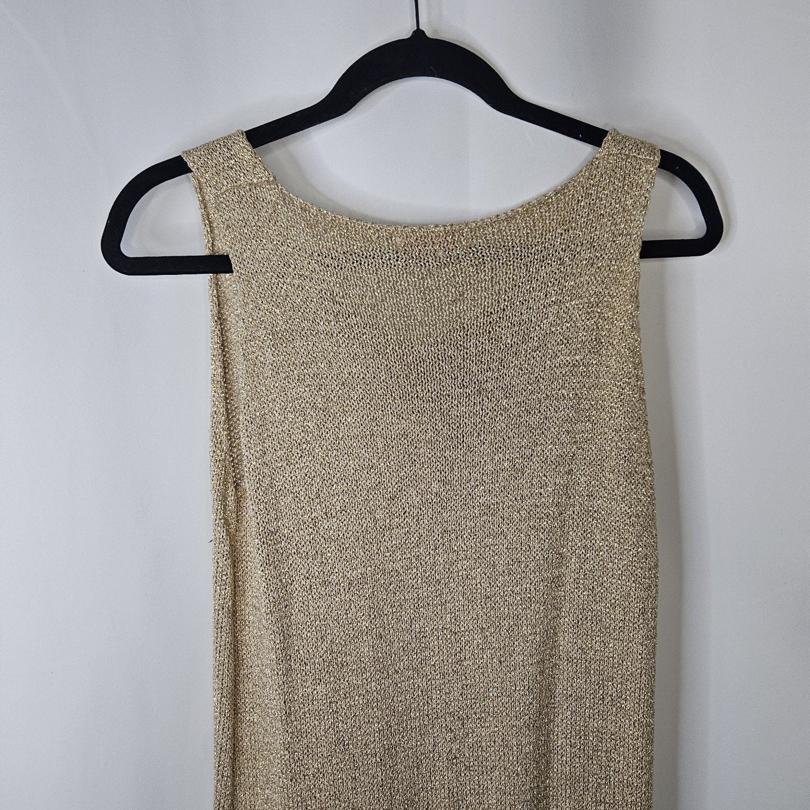 Yunika Gold Mettalic Thread Knit Stretchy Dress Or Swim Coverup Size S/M Italy