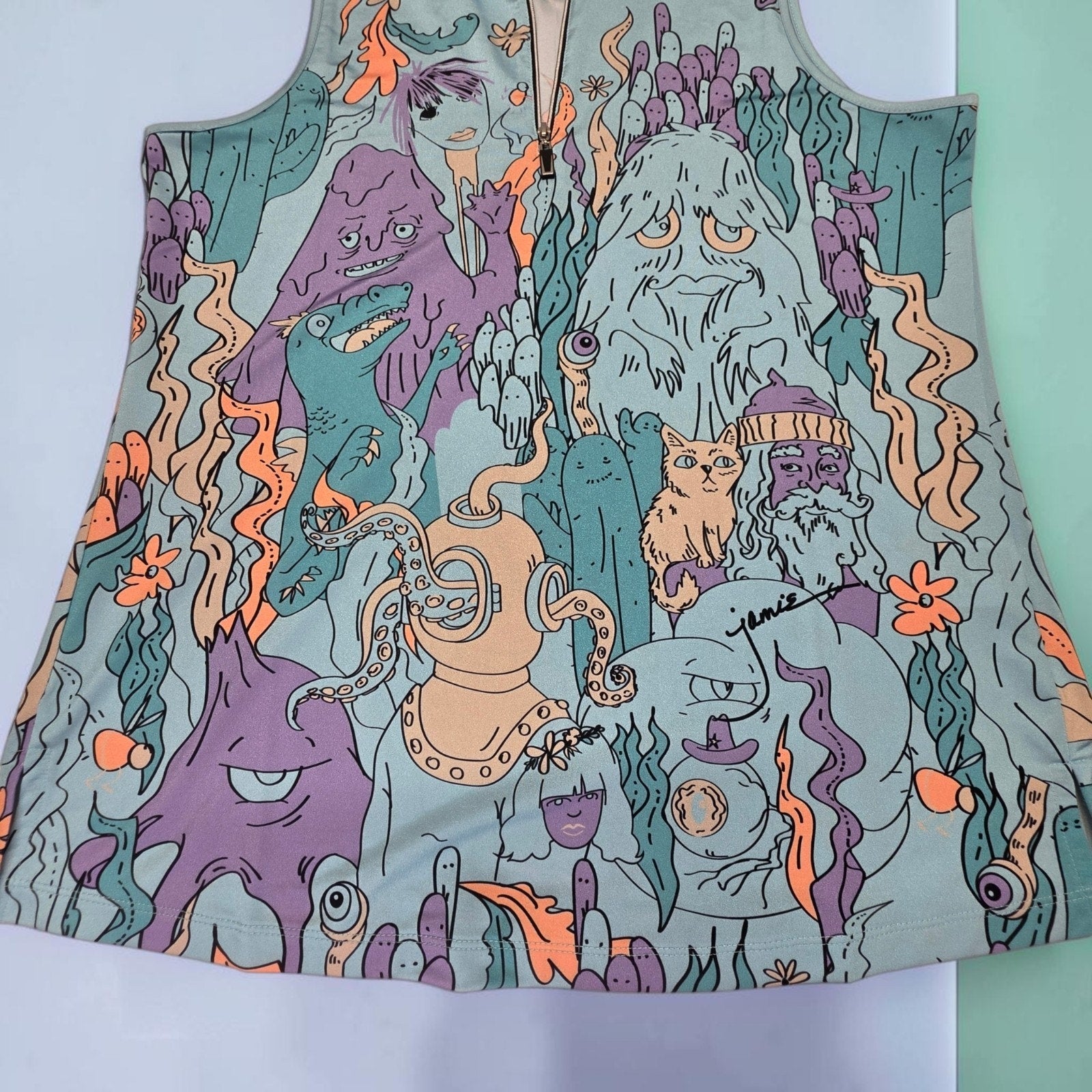 Jamie Sadock Life Animal Party Print Sleeveless Activewear Pickleball Top Large