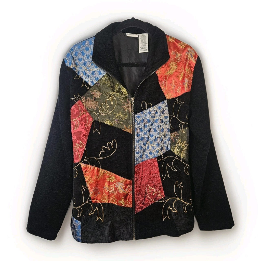 Vtg Wearable Art To Wear Jacket Large Patchwork Bohemian Artsy Lightweight Coat