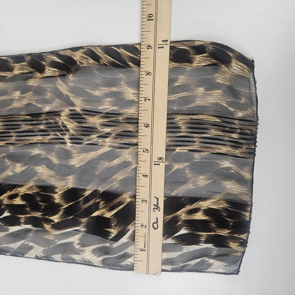 Vintage Semi Sheer Scarf 62” Long Textured Leopard Print Chiffon Made In USA