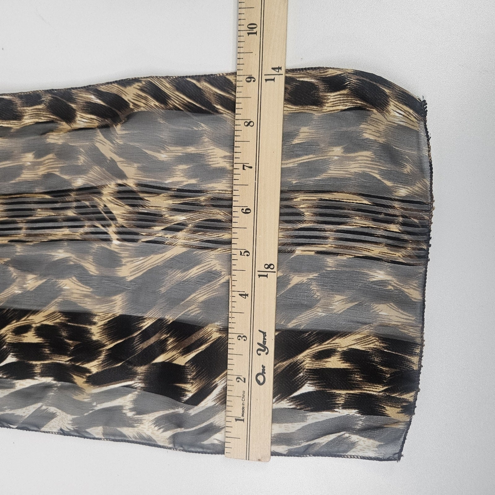 Vintage Semi Sheer Scarf 62” Long Textured Leopard Print Chiffon Made In USA