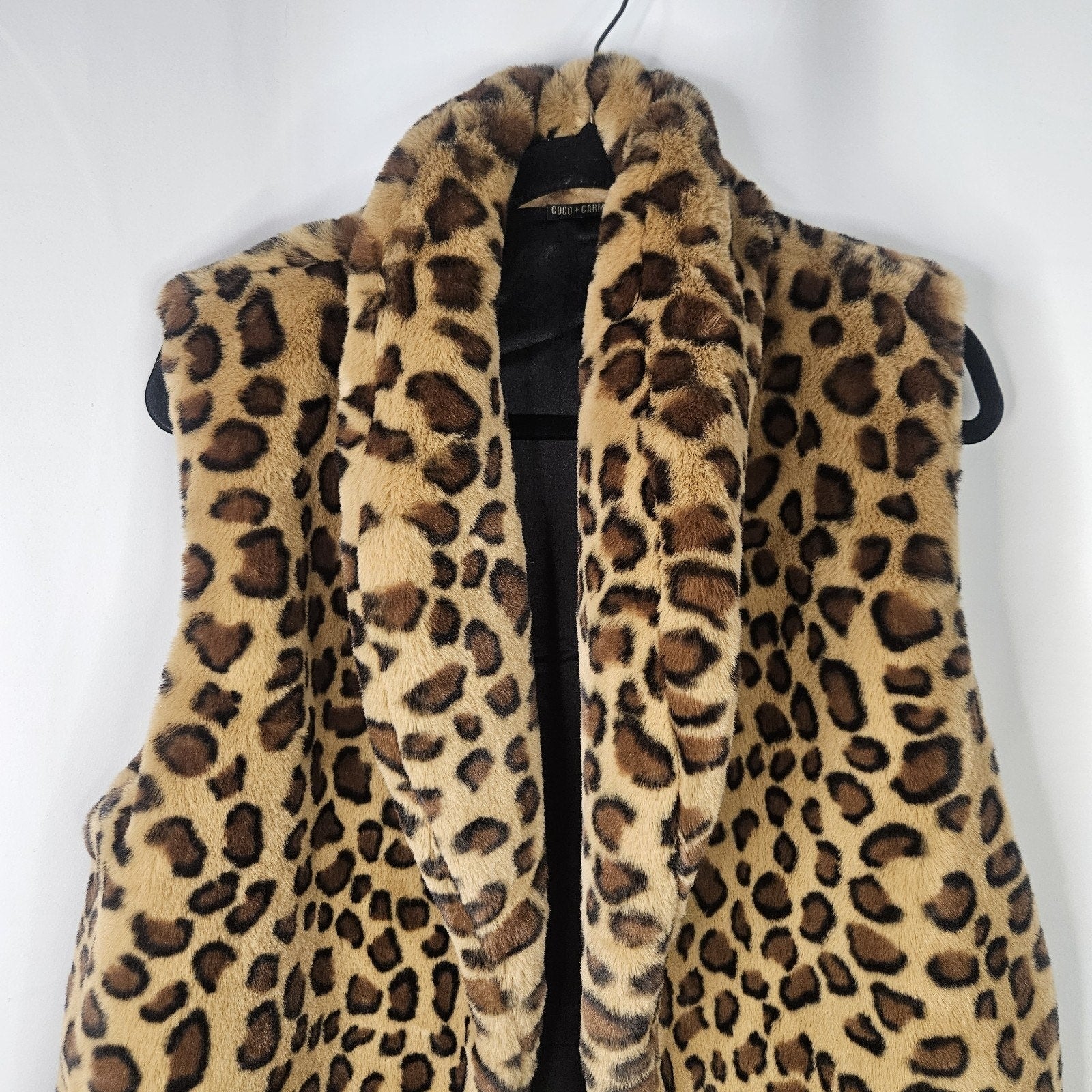 Coco + Carmen Luxe Faux Fur Vest Open Front Hook Closure Soft Size S/M