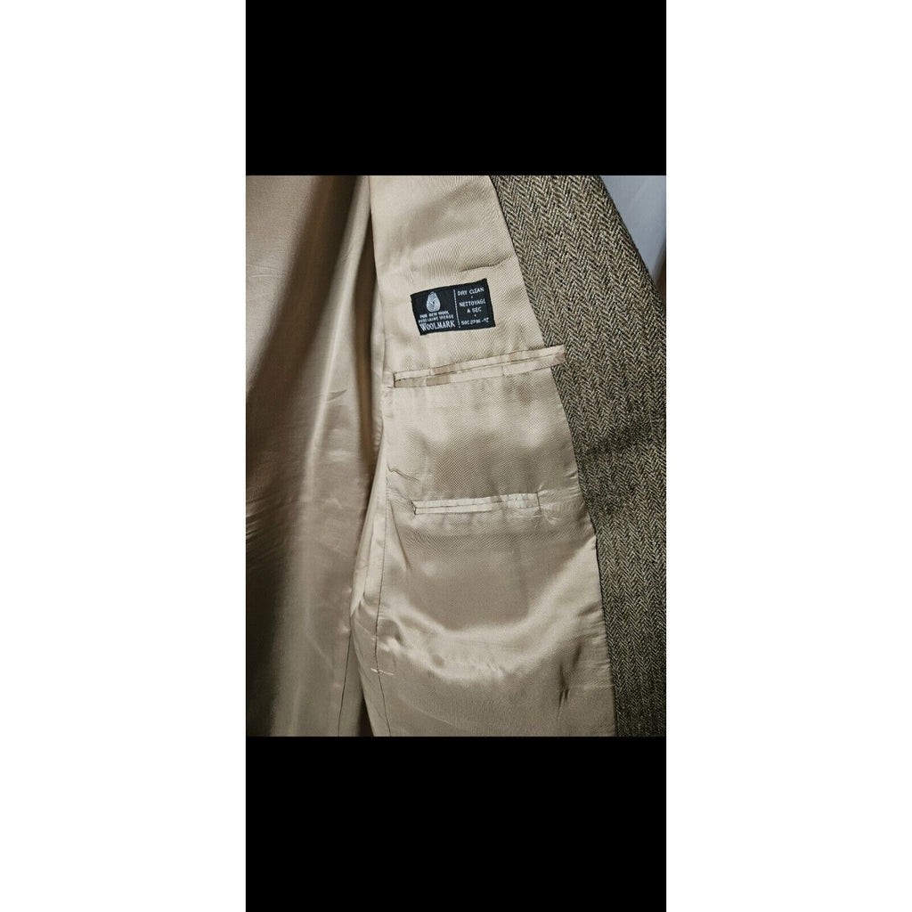 Vintage 90s Marshall Fields Tan Silk & 100% Wool Blazer Suit Jacket 3XL 48L