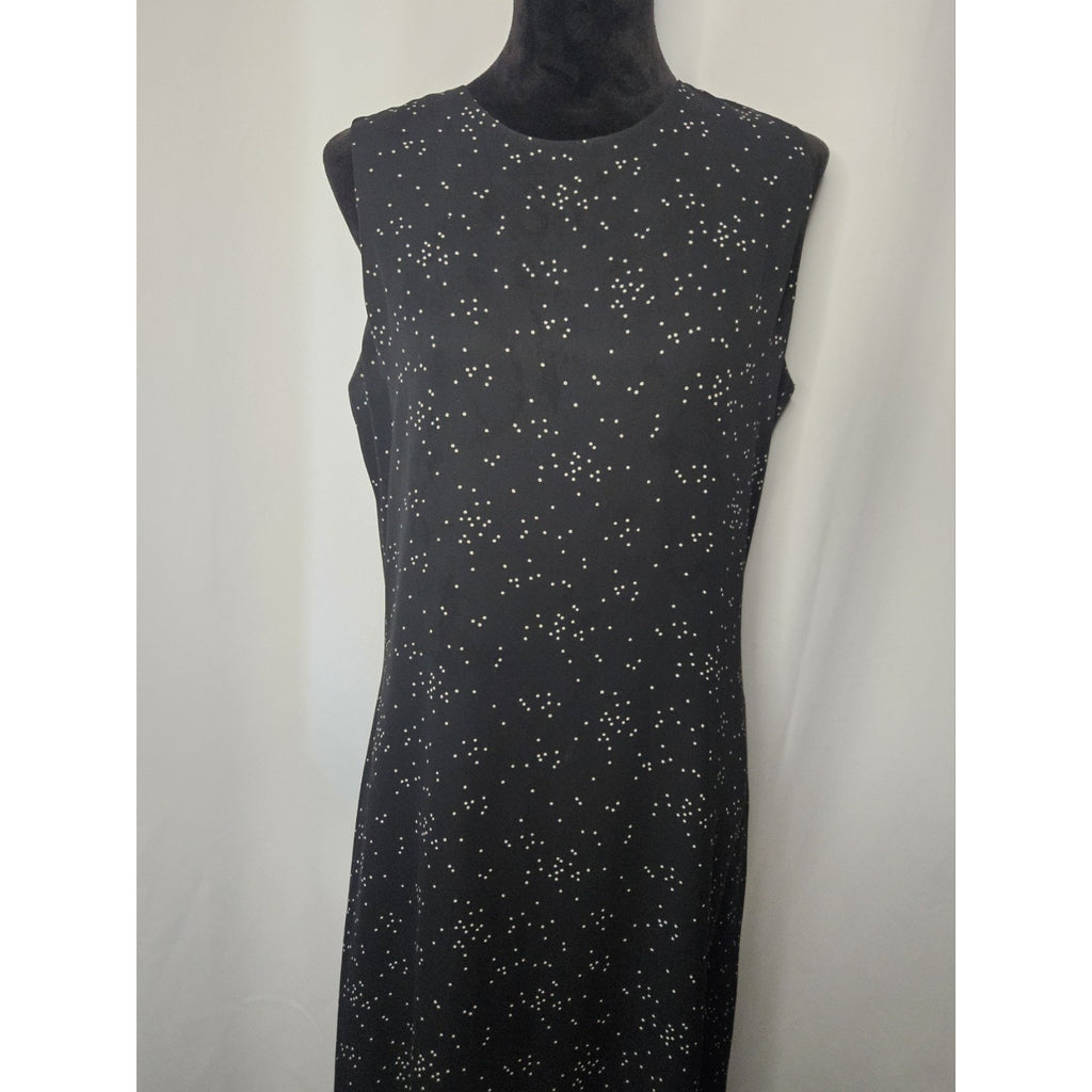 Chaus Maxi Dress Women's Size 10 Black White Polka Dots Maxi Full Length Vintage