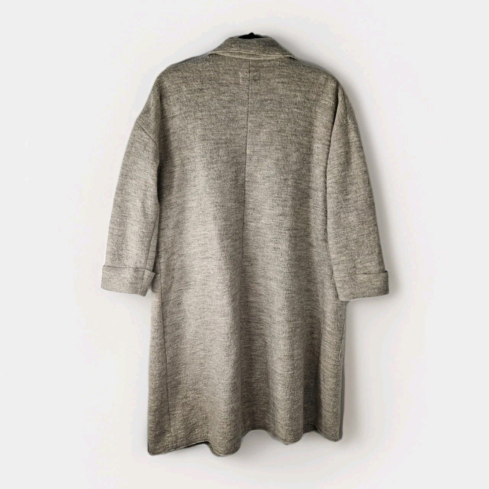 Stapf Austria Gray Beige Wool Open Long Cardigan Sweater Duster Medium