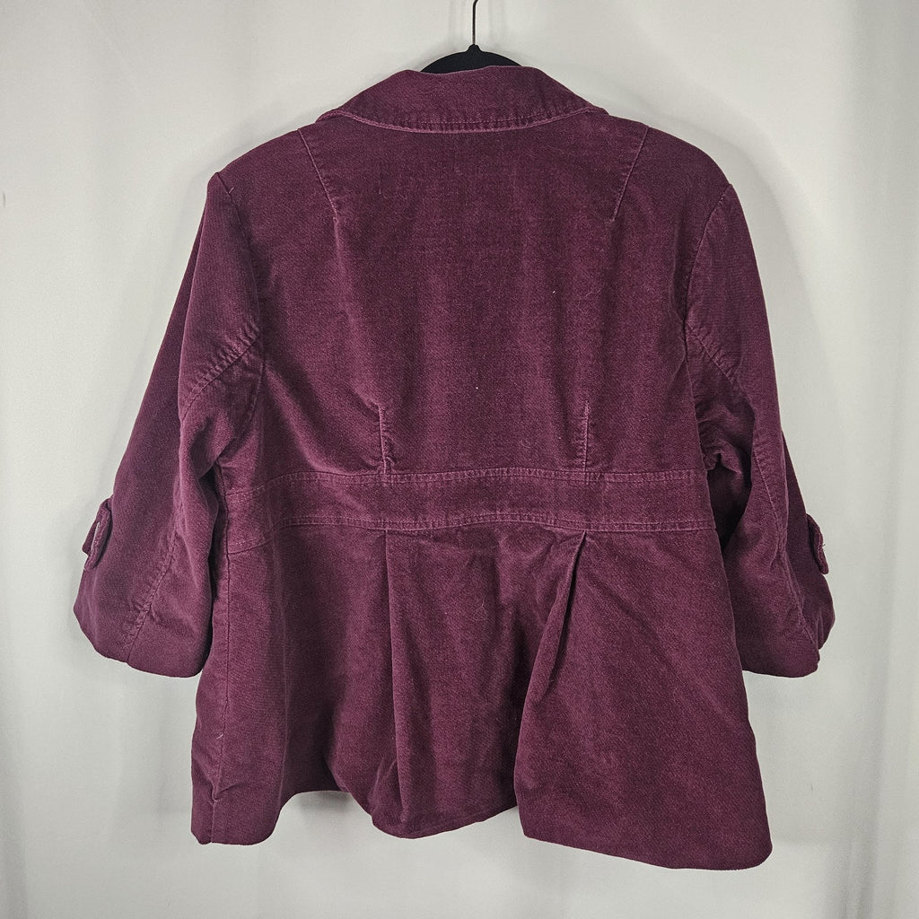 Y2K Cropped Crushed Velveteen Jacket Purple Short Coat Large