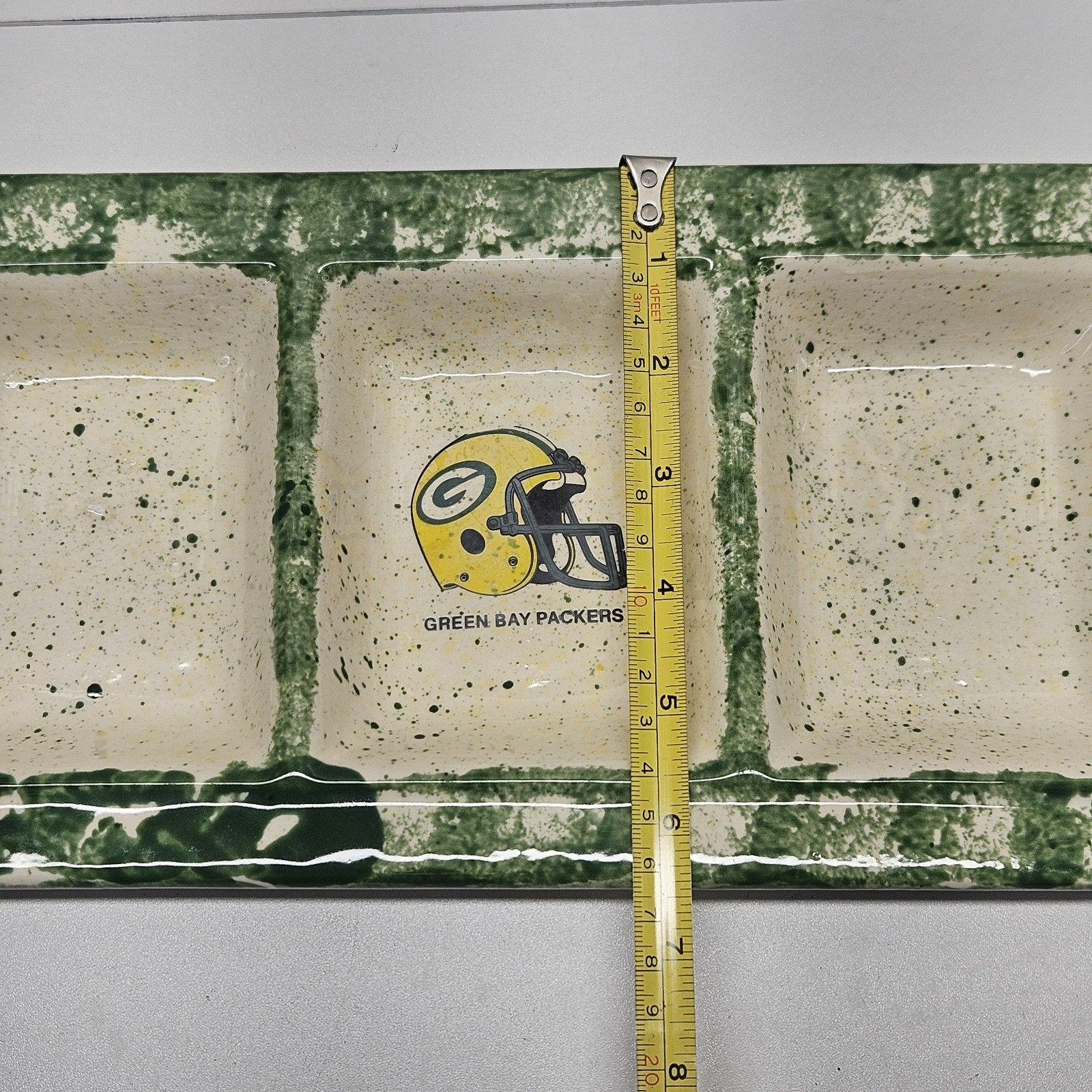 Handmade Pottery Gameday Relish Tray Green Bay Packers Serving Platter