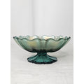 Vintage Carnival Glass Dish Bullseye Pedestal Ice Cream Iridescent Fluted Rim
