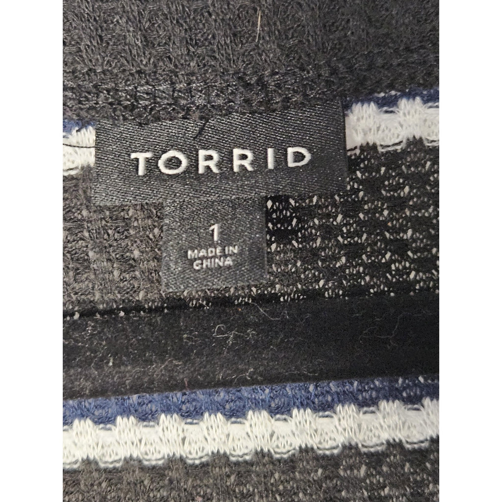 Torrid Knit V Neck Lace-Up Womens 1 XL Striped Henley Long Sleeve Boho Peasant