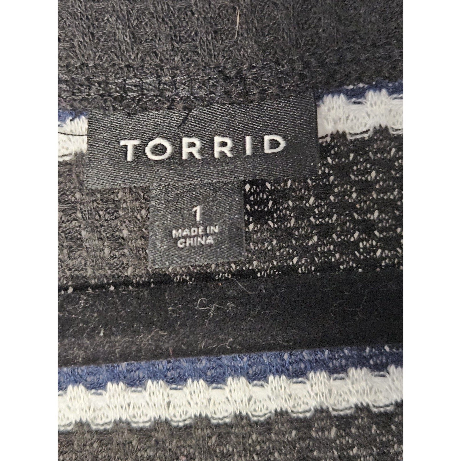 Torrid Knit V Neck Lace-Up Womens 1 XL Striped Henley Long Sleeve Boho Peasant