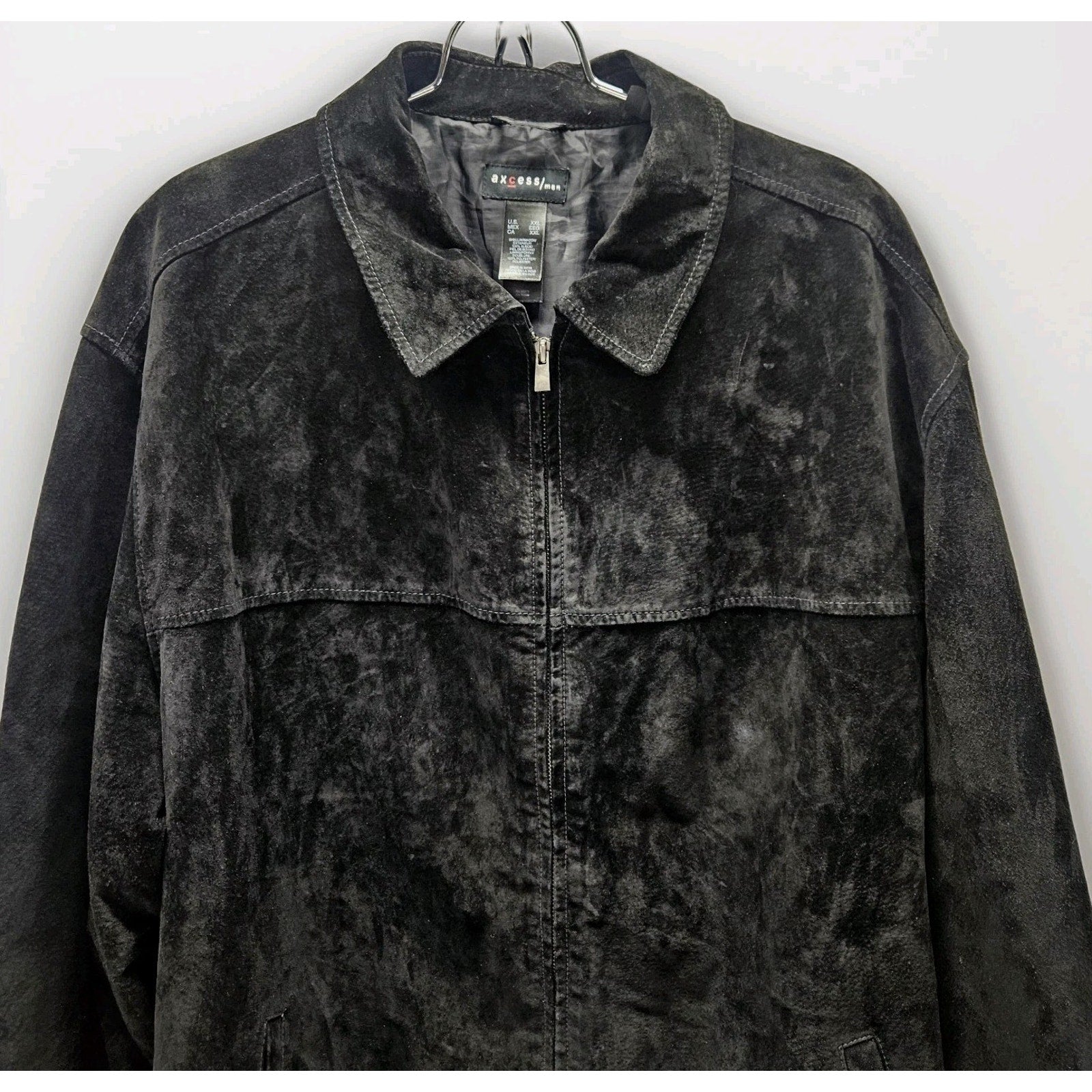 Y2K Vintage Axcess Black Suede Zip Coat Jacket Mens XXL 2XL