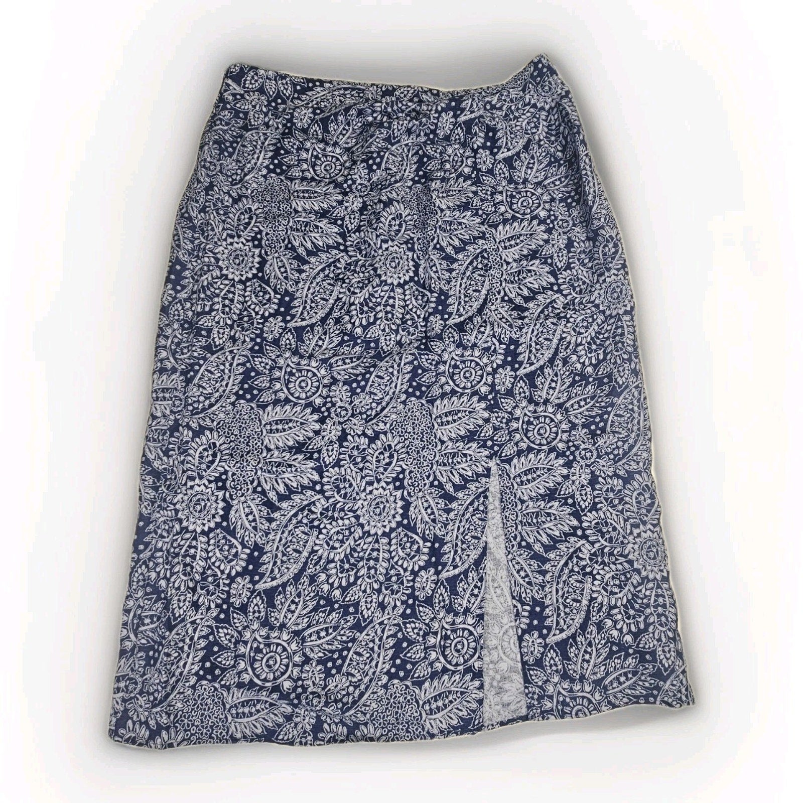 Madewell Skirt Womens Size 16 Blue Paisley Linen Long Maxi Summer Vacation Boho