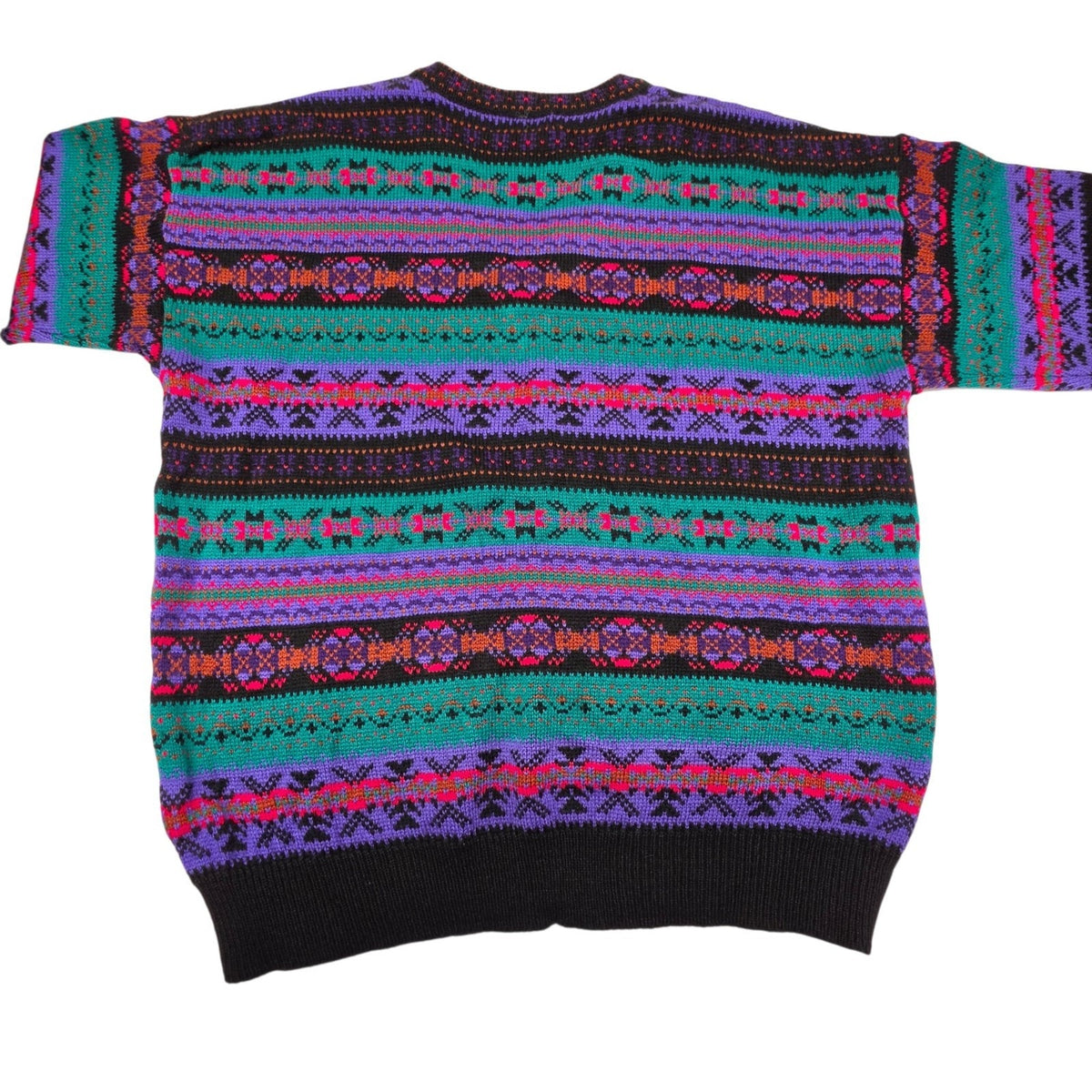 Vintage Ski Sweater Womens Plus Size 1X Knit Pullover Crewneck 80s 90s Colorful