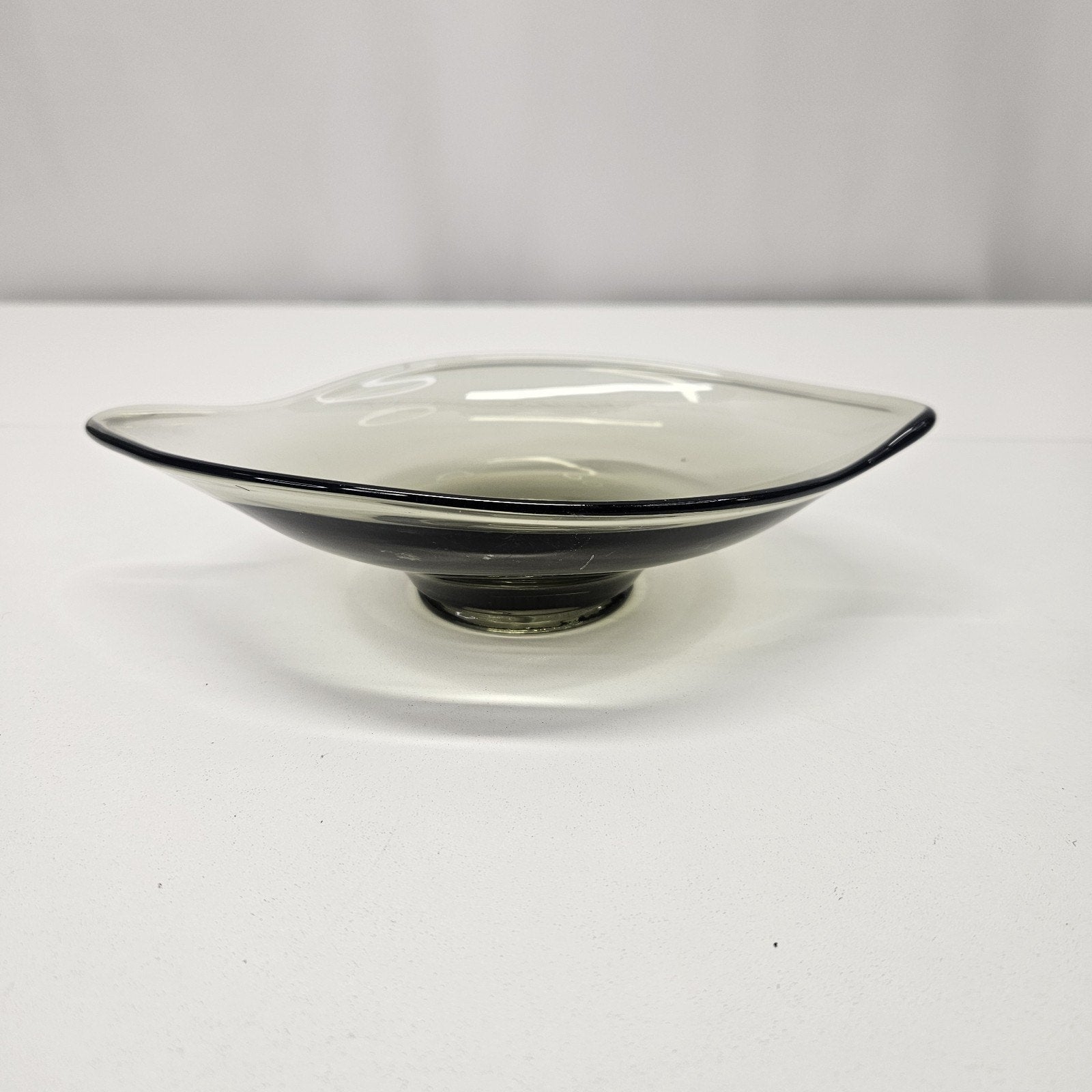 Vintage Viking Glass Epic 8" Oblong Smokey Grey Green Bonbon Dish/Bowl MCM