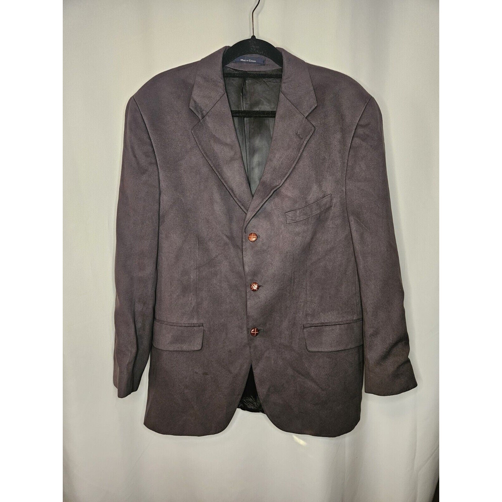 Vintage Chaps Ralph Lauren Blazer Mens 46R XL Dark Gray Faux Suede 3 Buttons