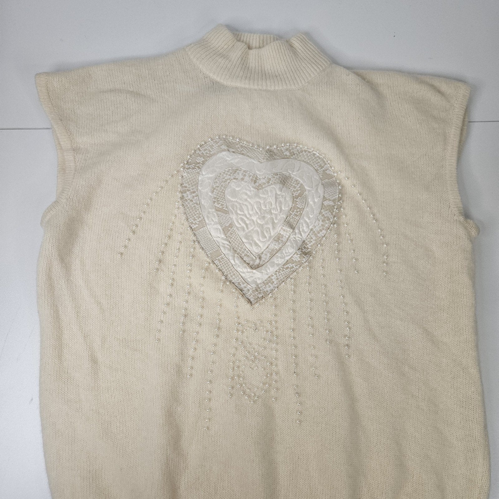 Dells Knit Embroidered Beaded Agona Wool Blend Vintage Sweater Vest Medium