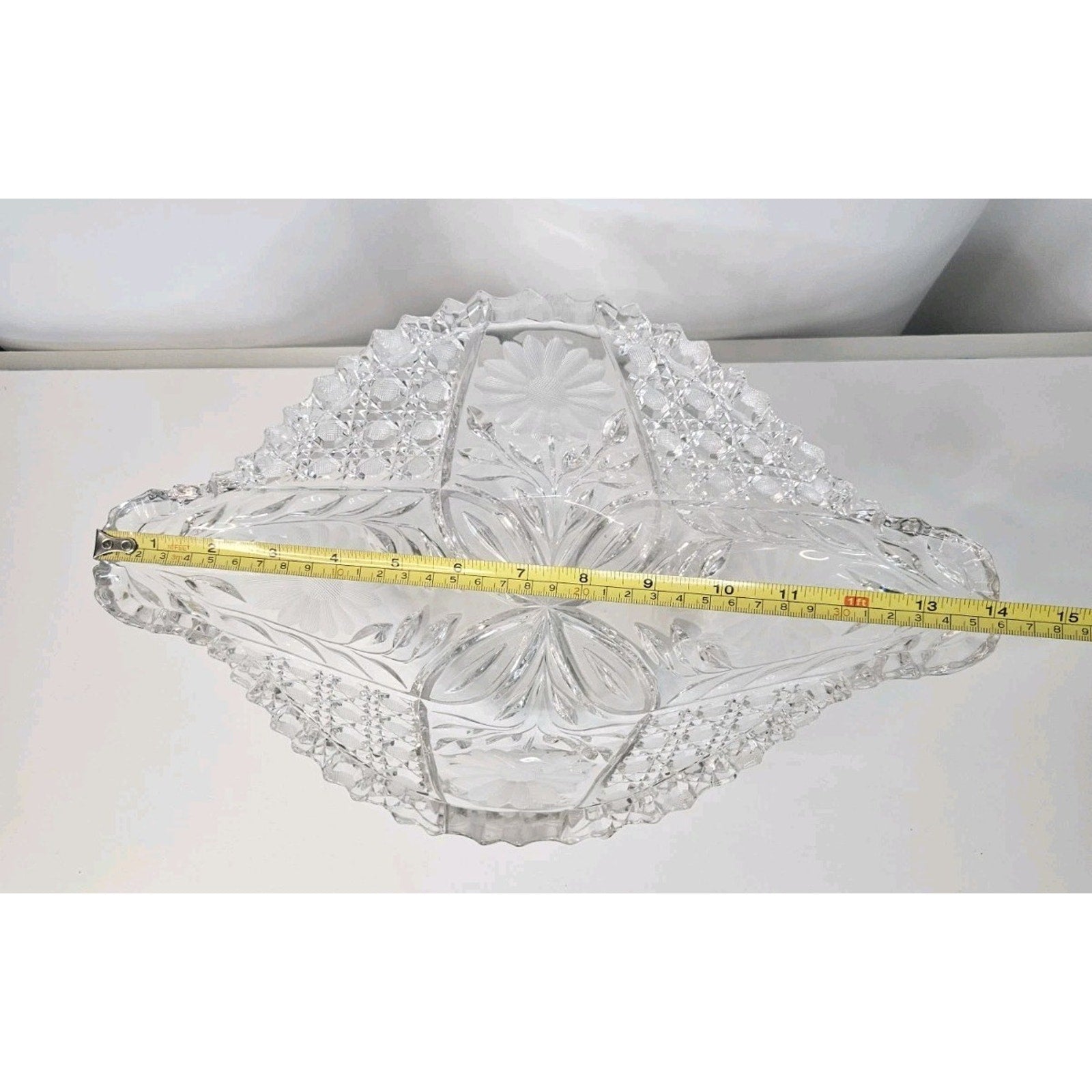 McKee Innovation EAPG Cut Crystal Fruit Bowl Floral Nearcut Pattern Antique