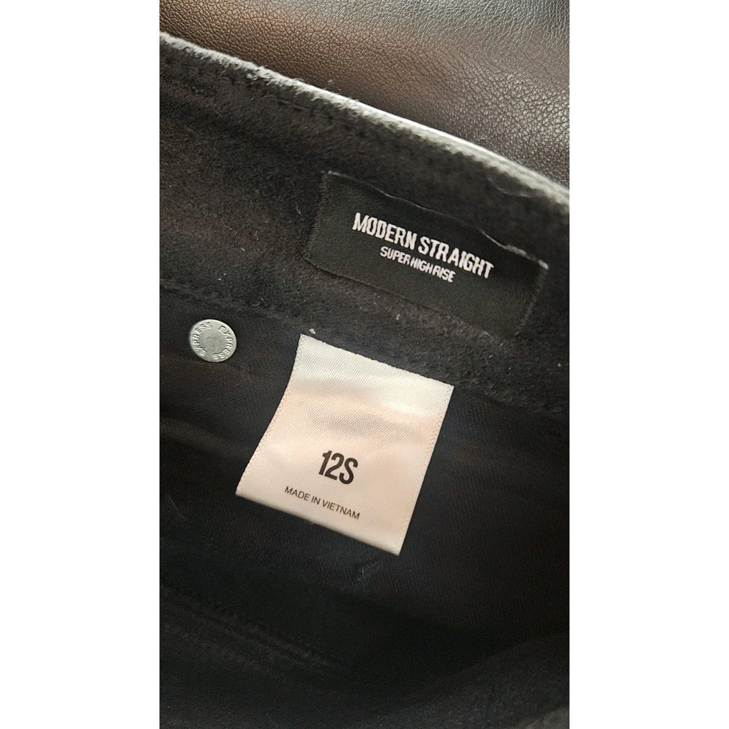 Express Black Vegan Leather Modern Straight Super High Waist Size 12S Moto Glam