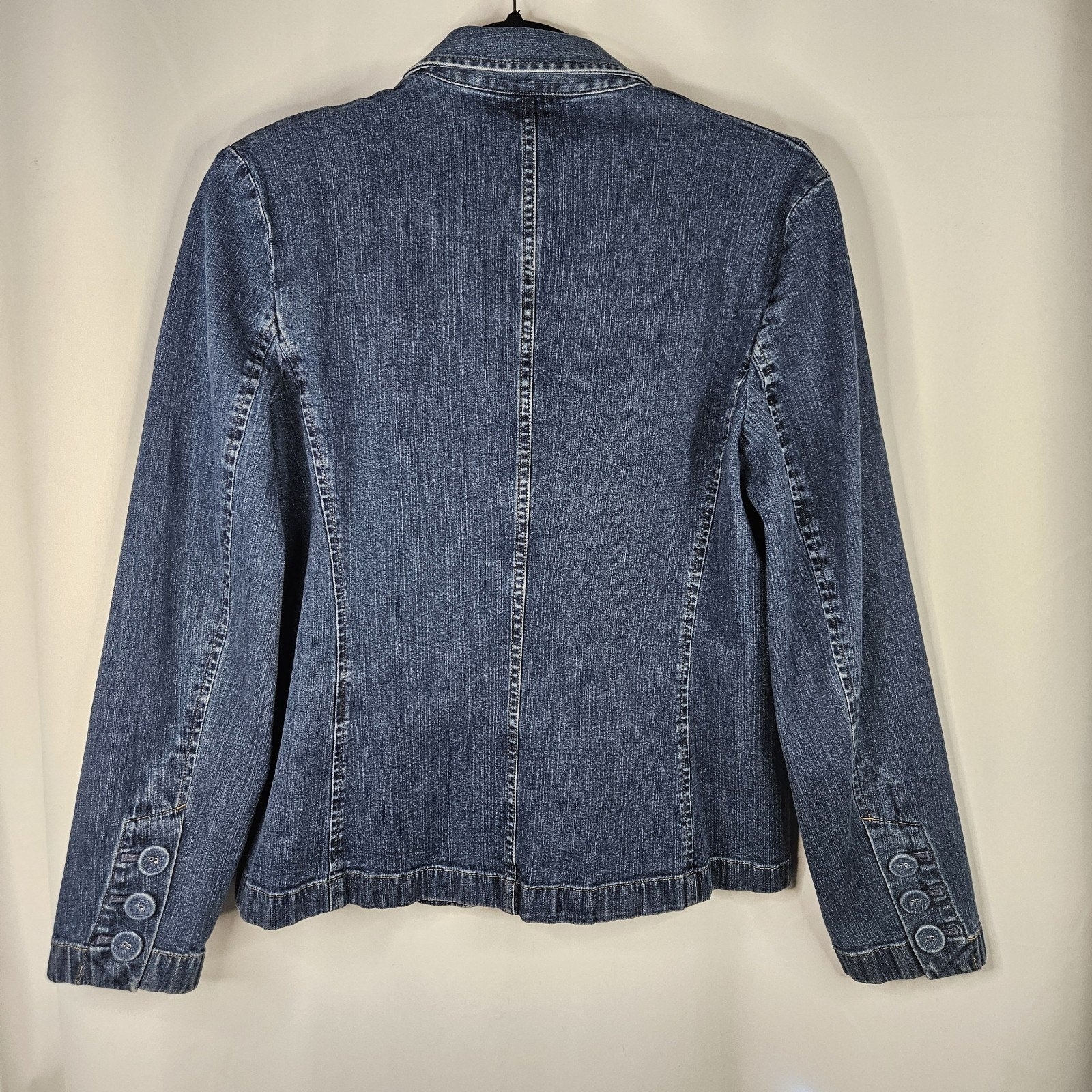 VTG Talbots Stretch-Fit Denim Blazer Jacket Women’s Size 6 Blue Two Button Short
