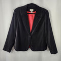 Studio Works Black Velvet Blazer with Pockets 3 Buttons Size Large