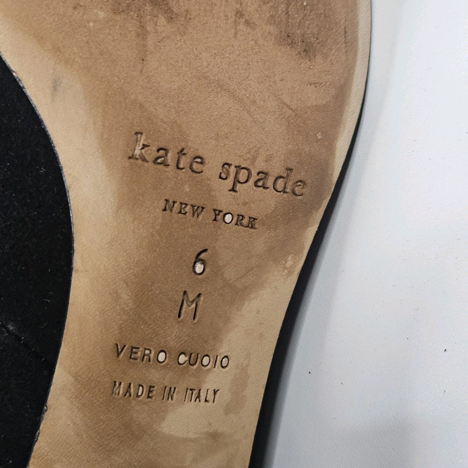 Kate Spade Black Mary Jane Suede Gold Glitter Block Shoe 6M Dbl Strap Square Toe