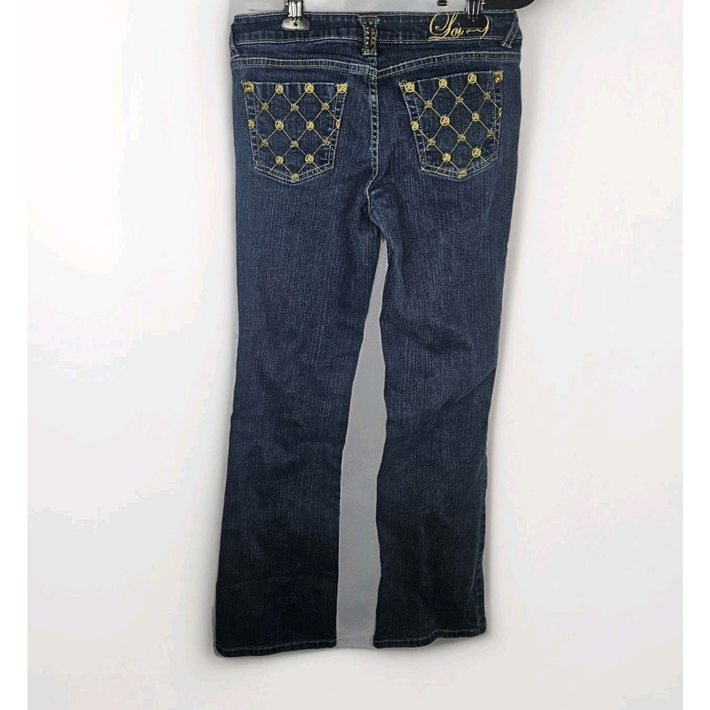 Vintage Y2K Lot 29 Size 7 Bootcut Low Rise Stretch Jeans Gold Embroidered 30x30