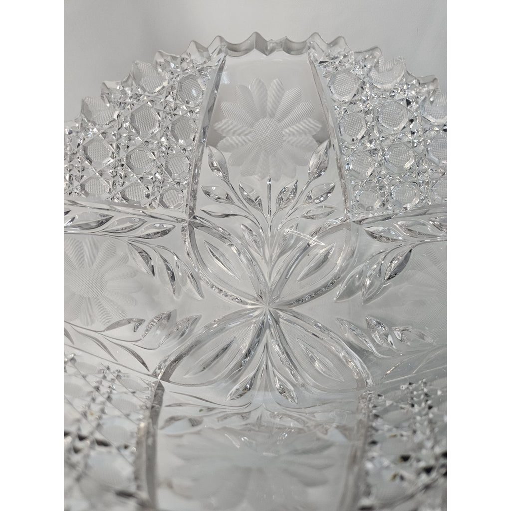 McKee Innovation EAPG Cut Crystal Fruit Bowl Floral Nearcut Pattern Antique