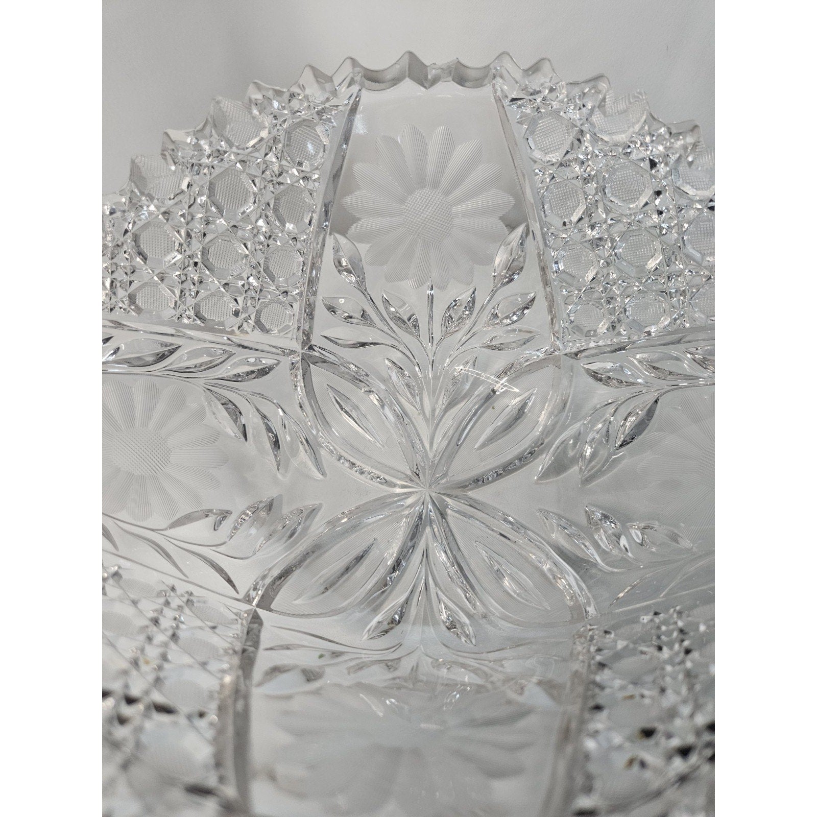McKee Innovation EAPG Cut Crystal Fruit Bowl Floral Nearcut Pattern Antique