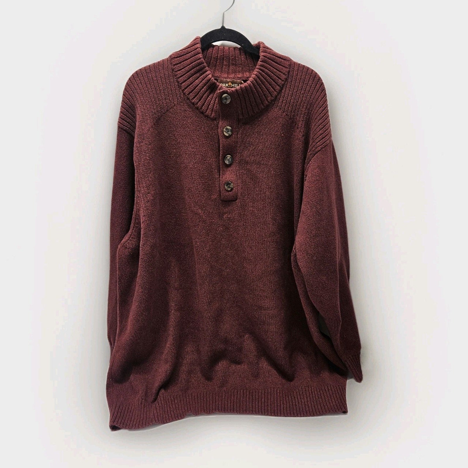 Oak Hill Sweater 6XL Burgundy Pullover Casual Dress Knit Buttons Business Casual