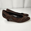 BALLY VERONICA Brown Suede Low Heel Pumps Loafers Shoes 6.5 M Kitten Heel