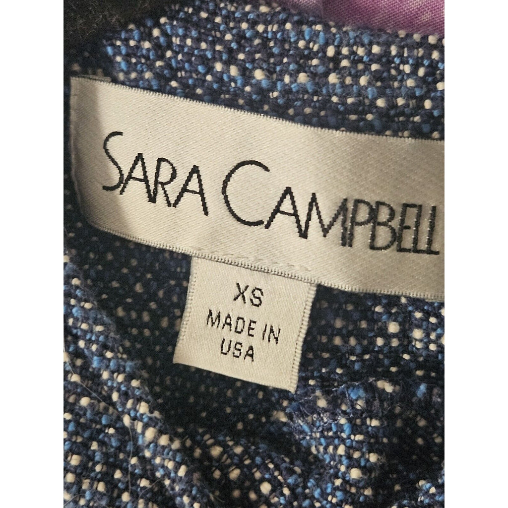 Rare Vintage Sara Campbell Women's Blue & White Boro Style Textured Dress XS