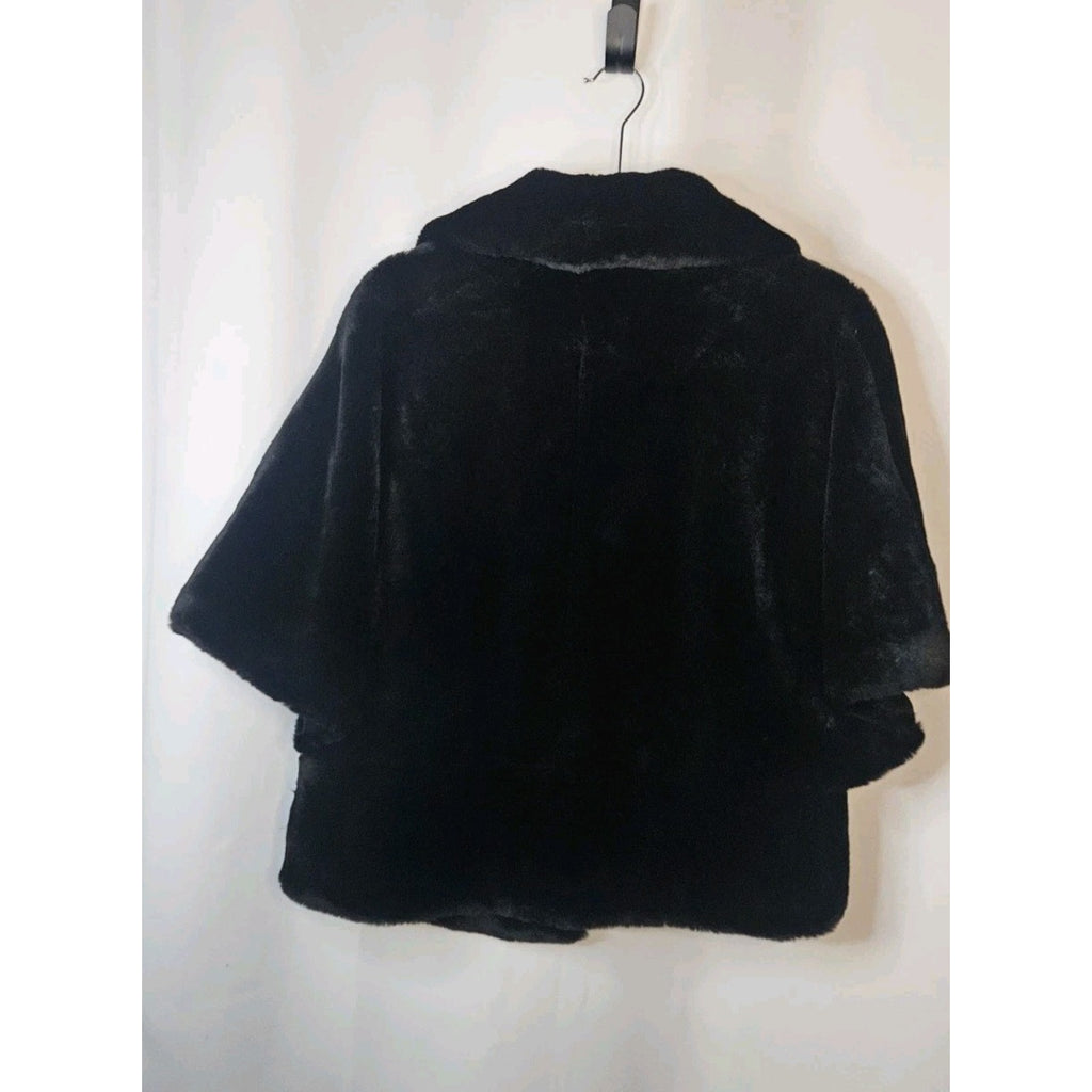 Marvin Richards Vintage Black Cape Swing Jacket Faux Fur Coat One Size Fits Most