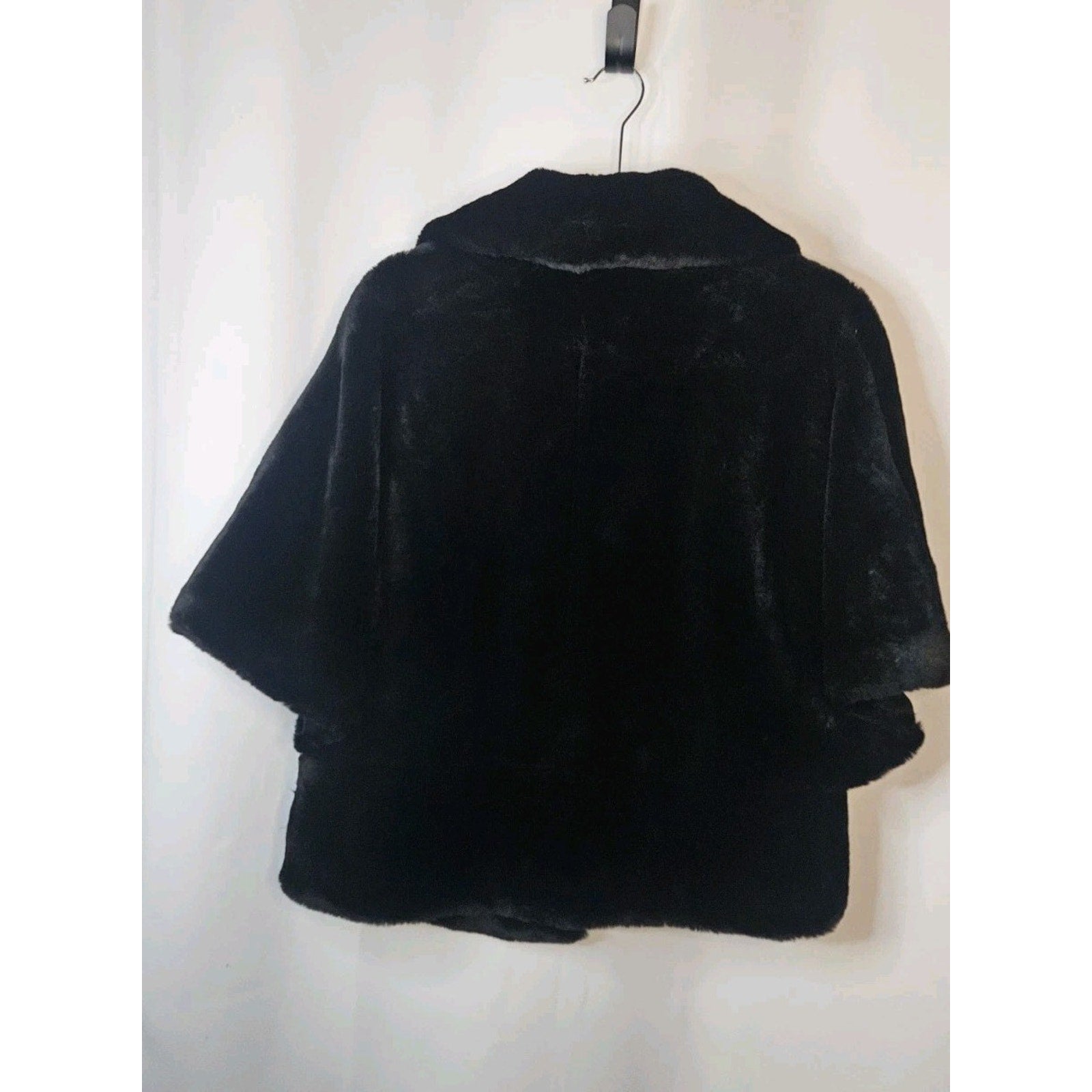 Marvin Richards Vintage Black Cape Swing Jacket Faux Fur Coat One Size Fits Most