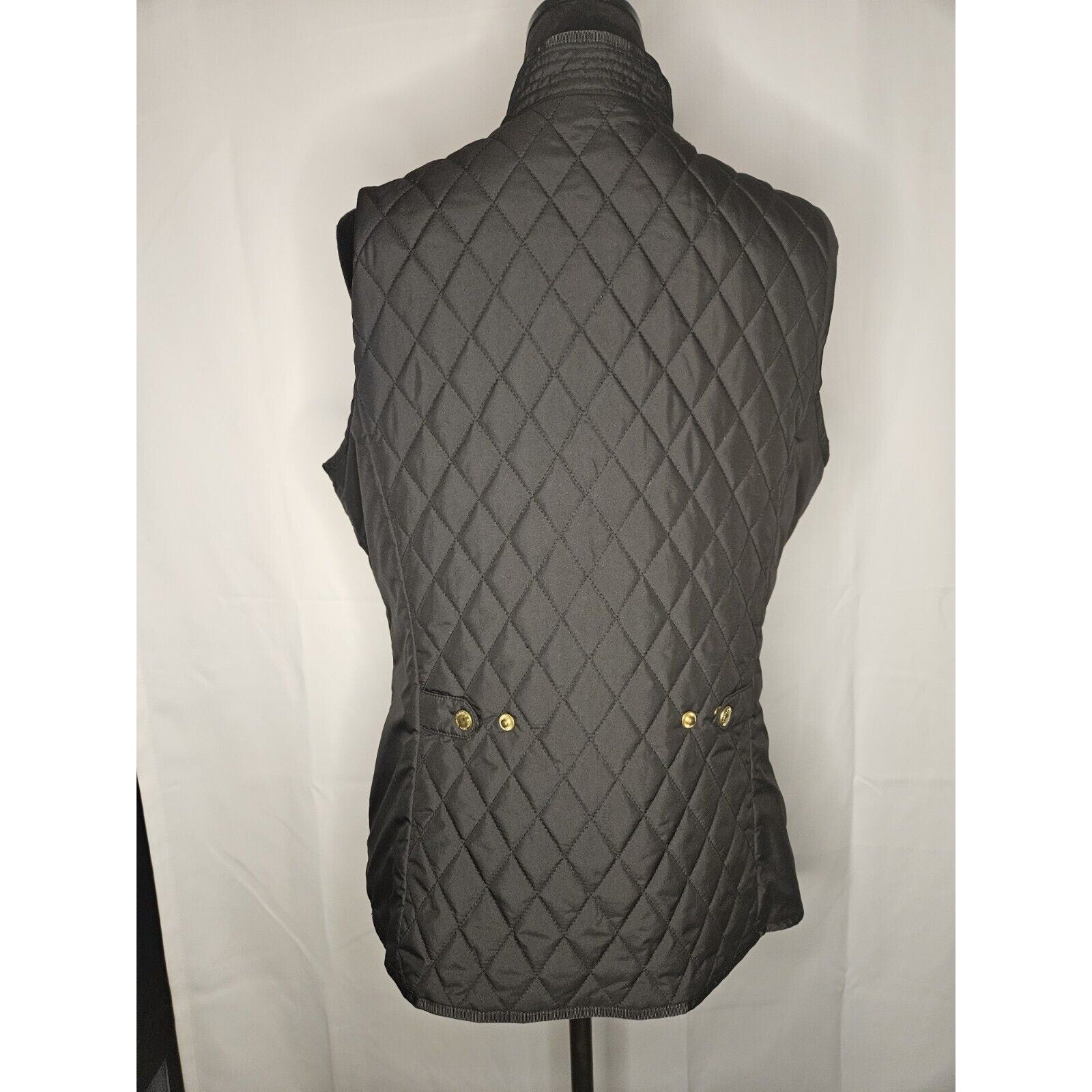 Lands' End Vest Women’s Black Fleece Quilted Puffer Vest Lightweight- Medium
