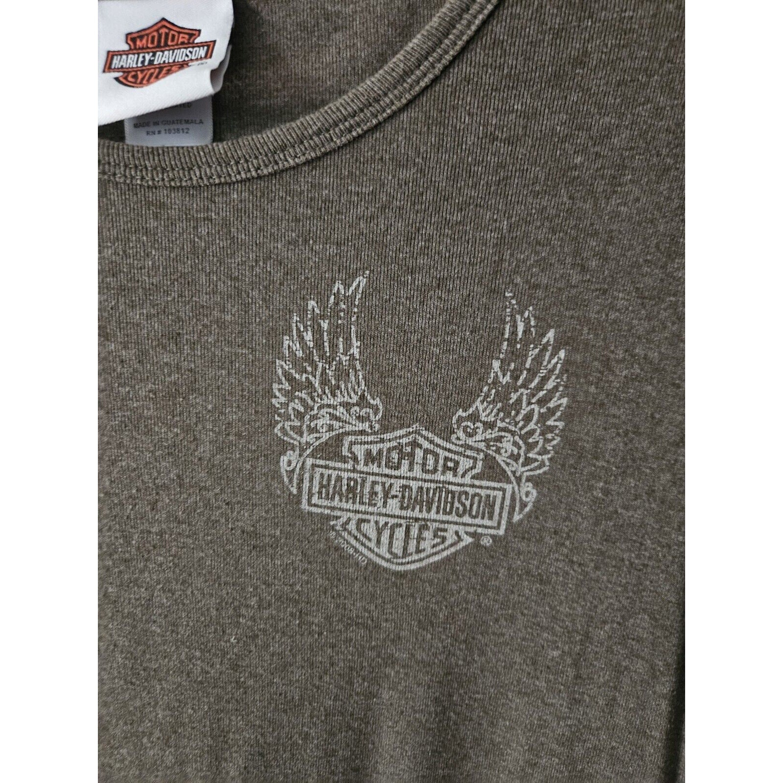 Harley Davidson Green Wings "Free Spirit" T Shirt Large Biker Y2K Motorcycle