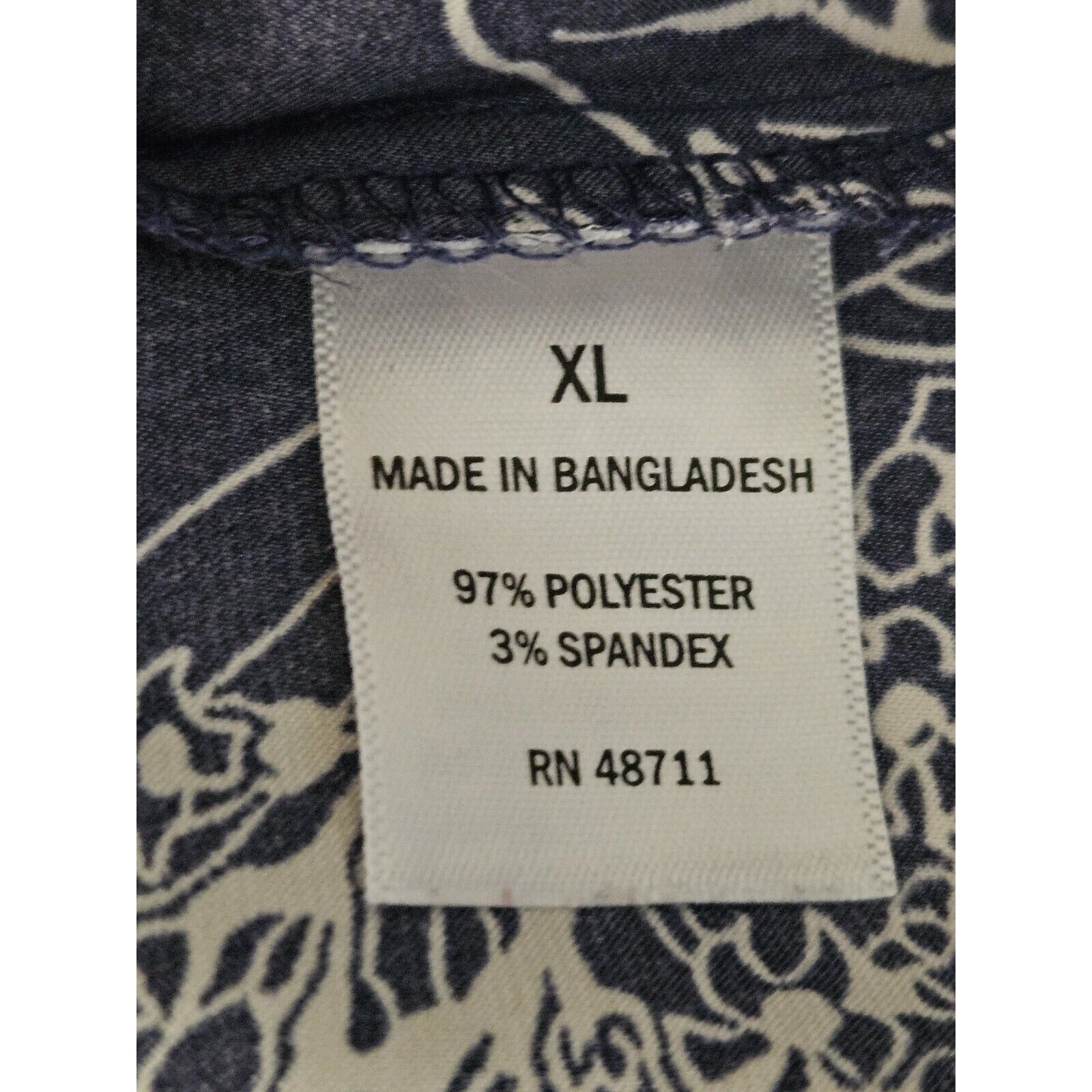 OPHELIA ROE Blue Floral Lightweight Satin Button Knee Length Dress w/o Belt XL