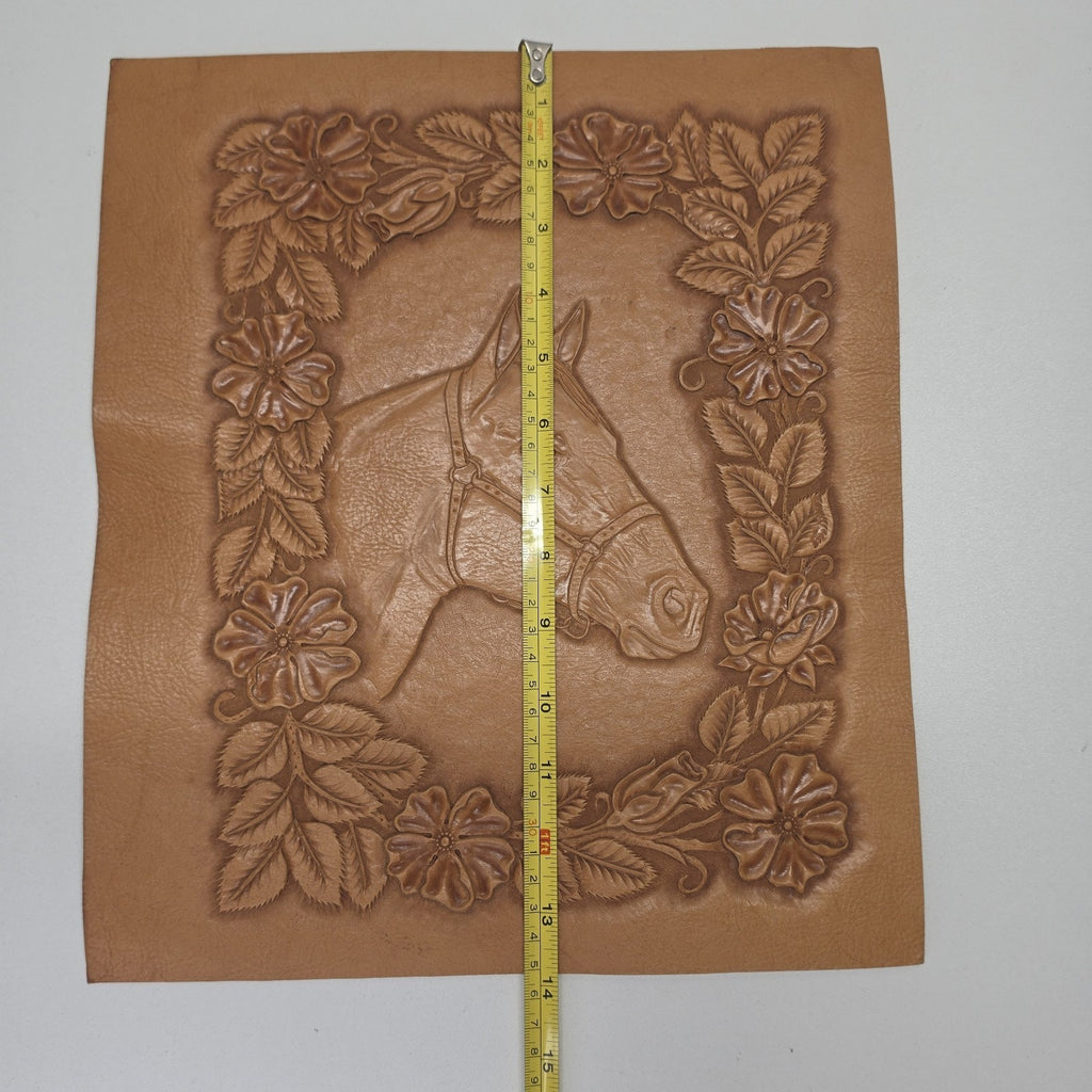 Artist Handmade Embossed Leather Frameable Artwork Horse Equestrian 12x14"