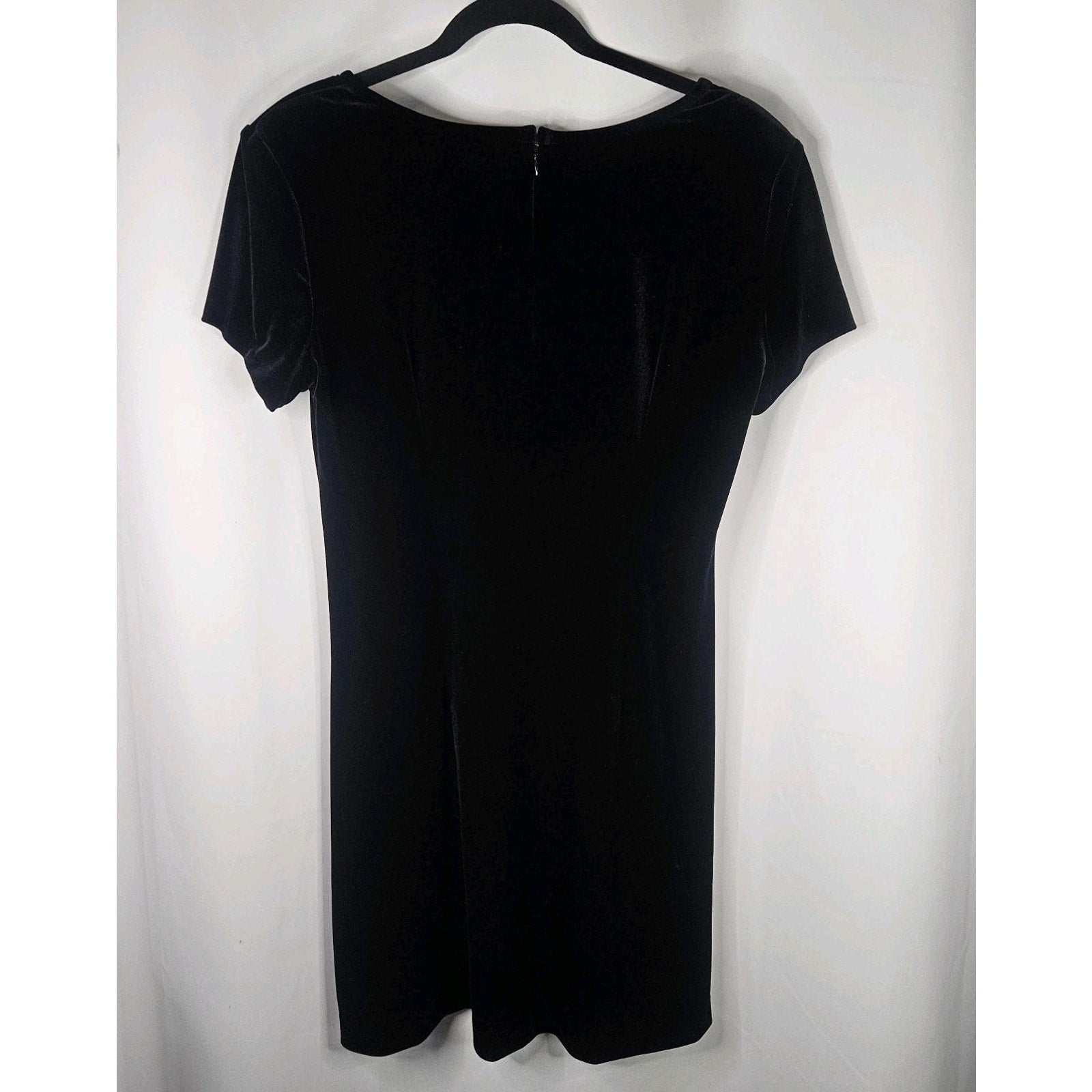 90s Jeffrey & Dara Evenings Black Velour Mini Dress Beaded Small Glam Holiday