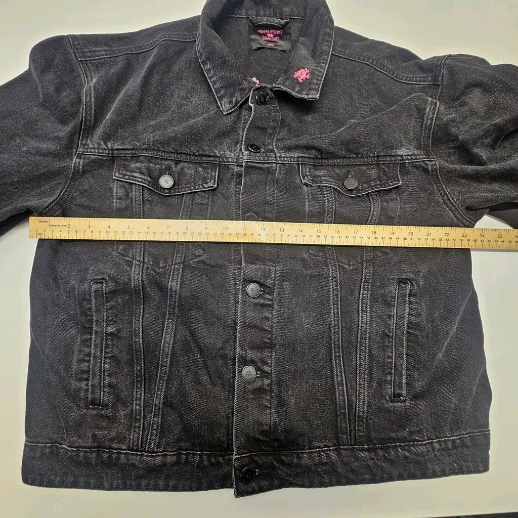 Homme Femme Rager Boy Colab Denim Jacket Black Pink Large Luxury Streetwear