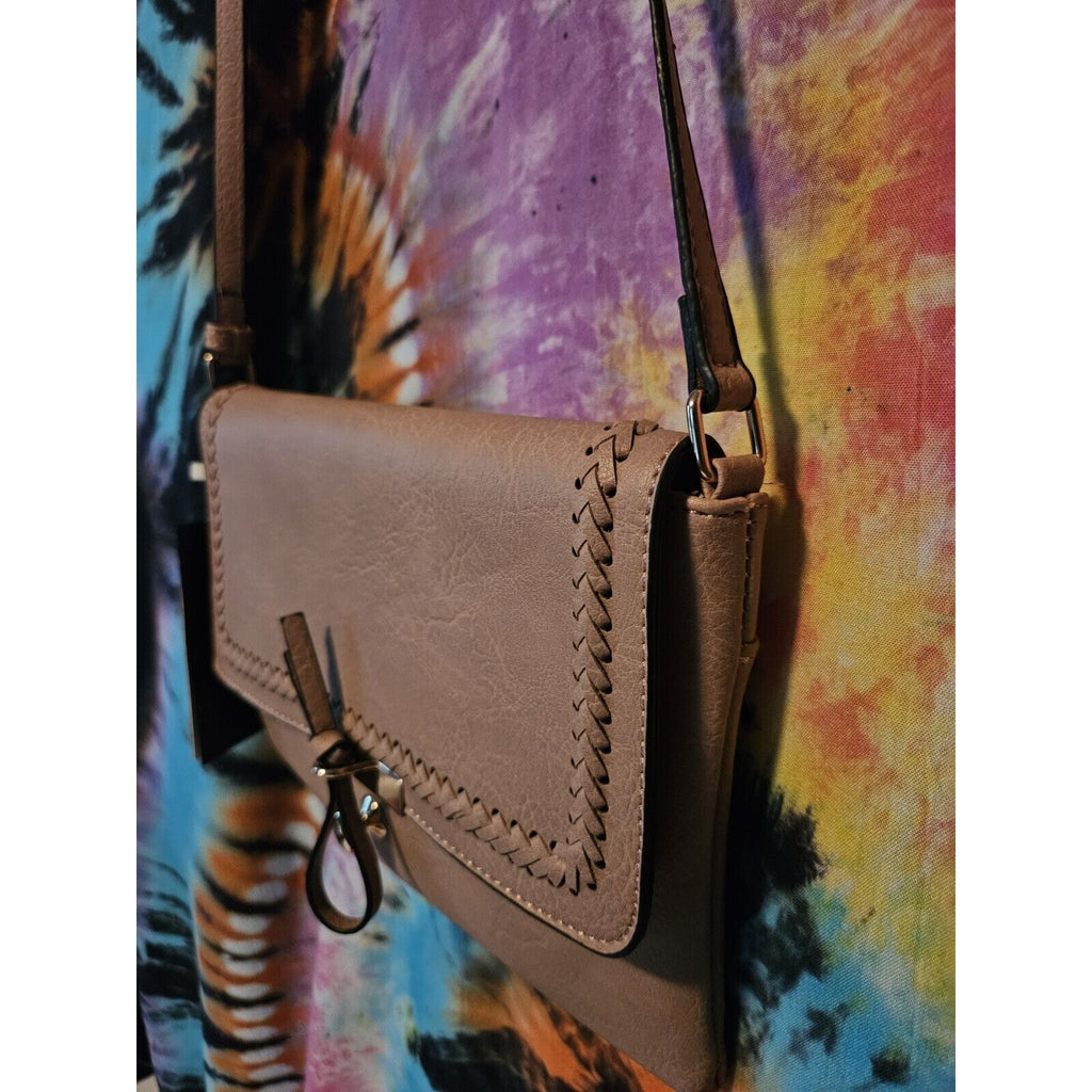 NWT Le Miel Light Blush Nude Vegan Leather Adjustable Strap Crossbody Bag Purse