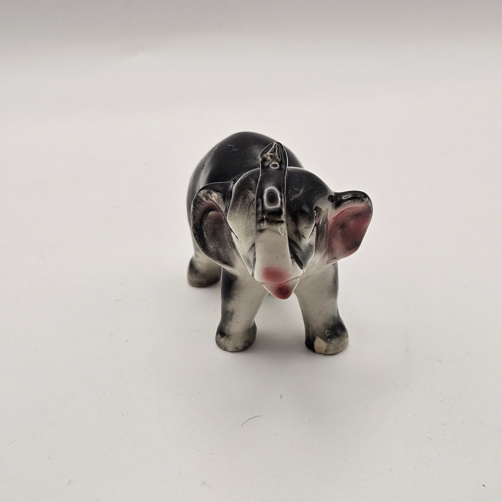 Vintage Ceramic Miniature ELEPHANT FIGURINE Trunk Up MADE IN JAPAN 2 3/4" Tall