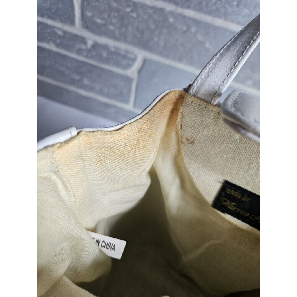 Cute Vintage 80's Warren Reed White and Gold Handbag with removable strap