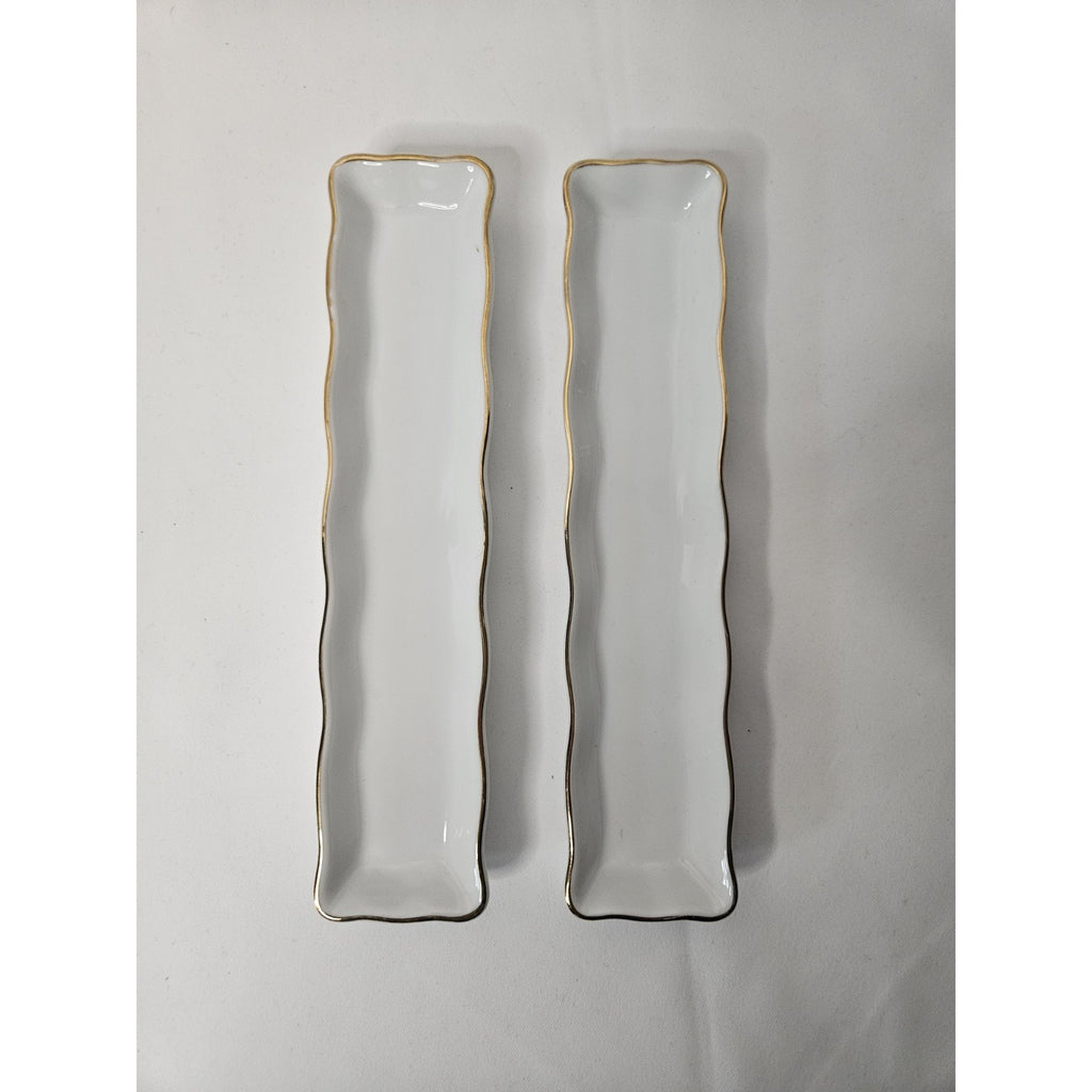 Vintage Mint Dish Pair Classic White Shafford Golden Heirloom Necklace Tray
