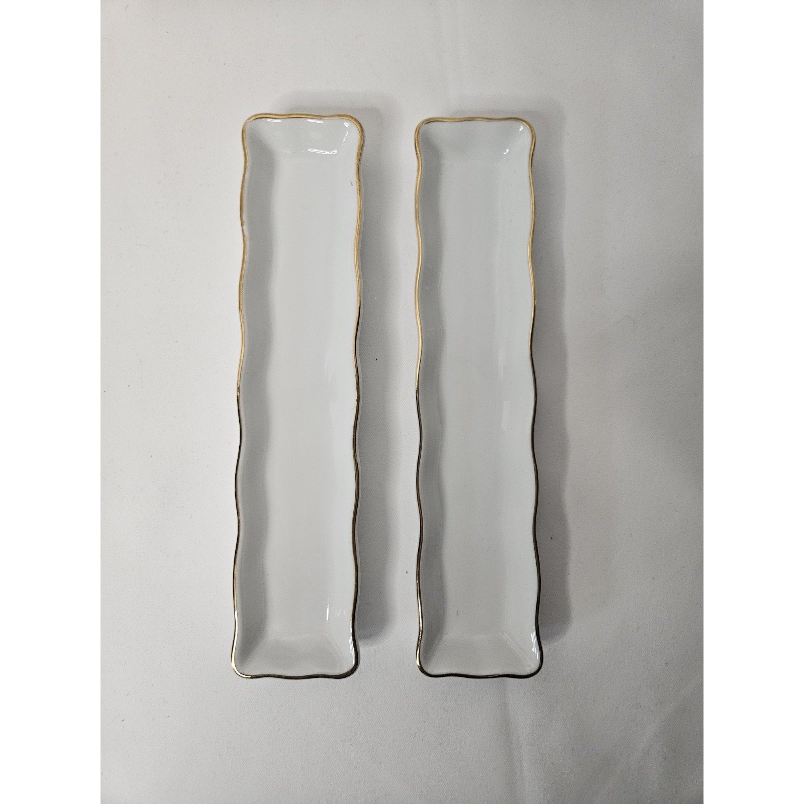 Vintage Mint Dish Pair Classic White Shafford Golden Heirloom Necklace Tray
