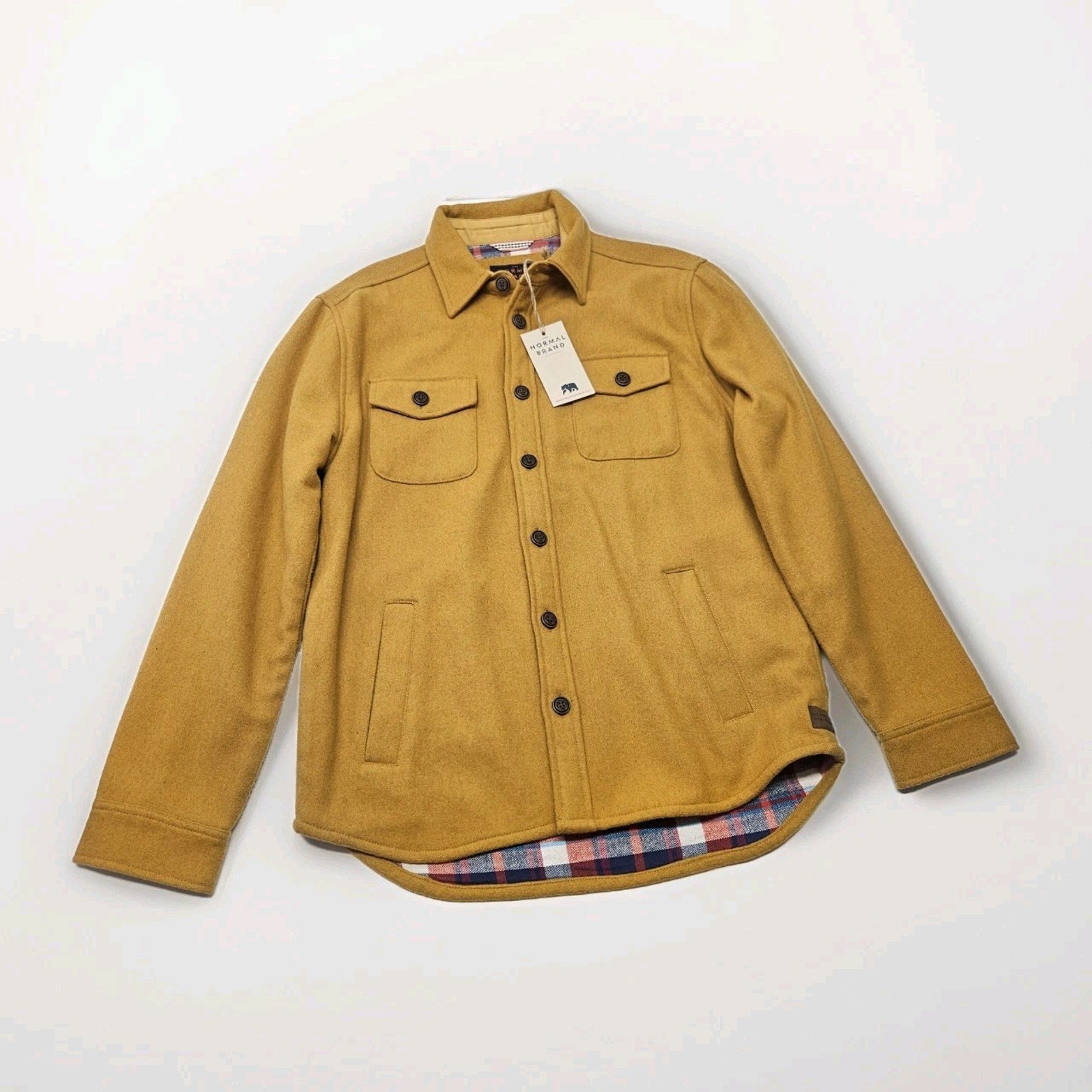 Nwt The Normal Brand Men's Brightside Flannel Jacket Medium Yellow Unisex