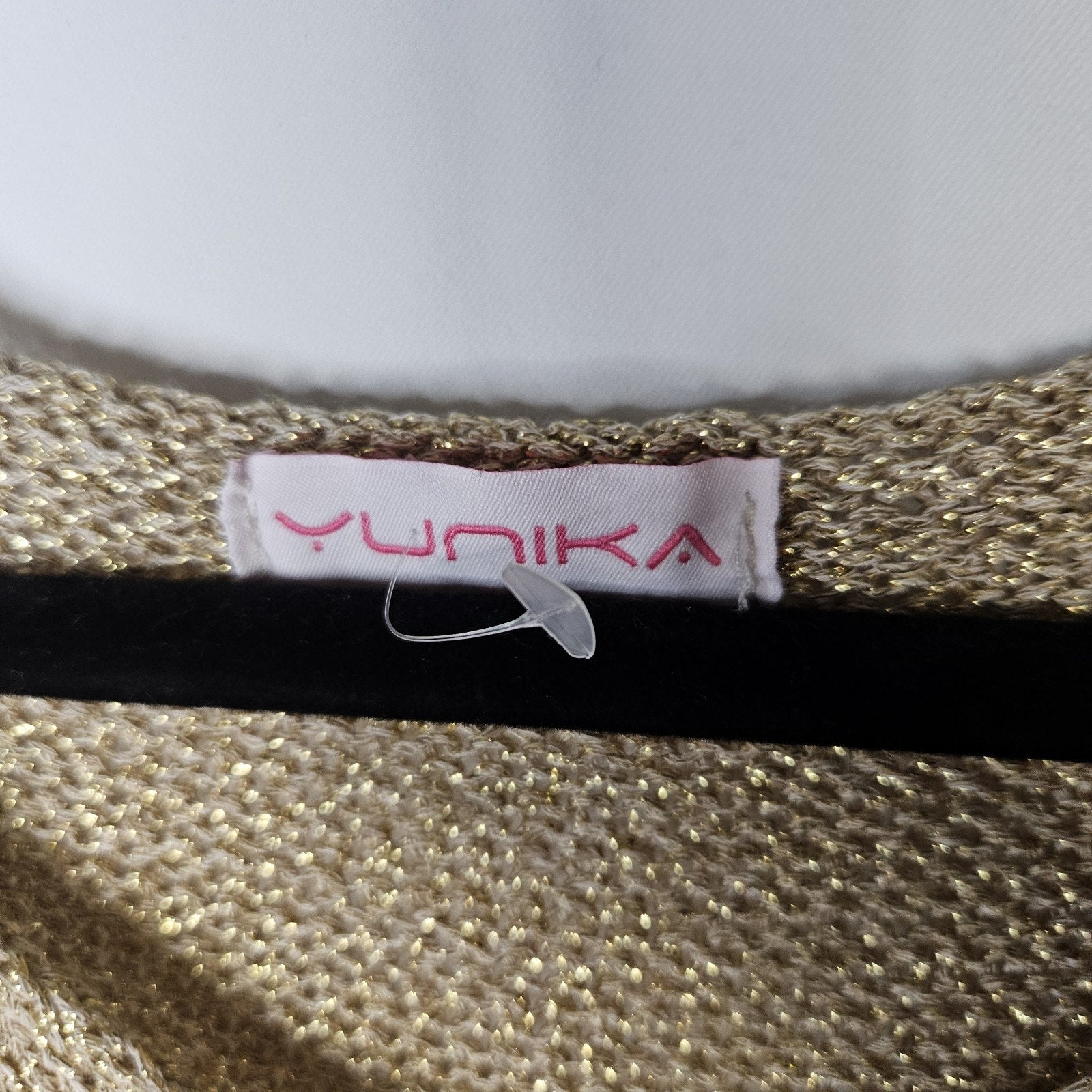 Yunika Gold Mettalic Thread Knit Stretchy Dress Or Swim Coverup Size S/M Italy