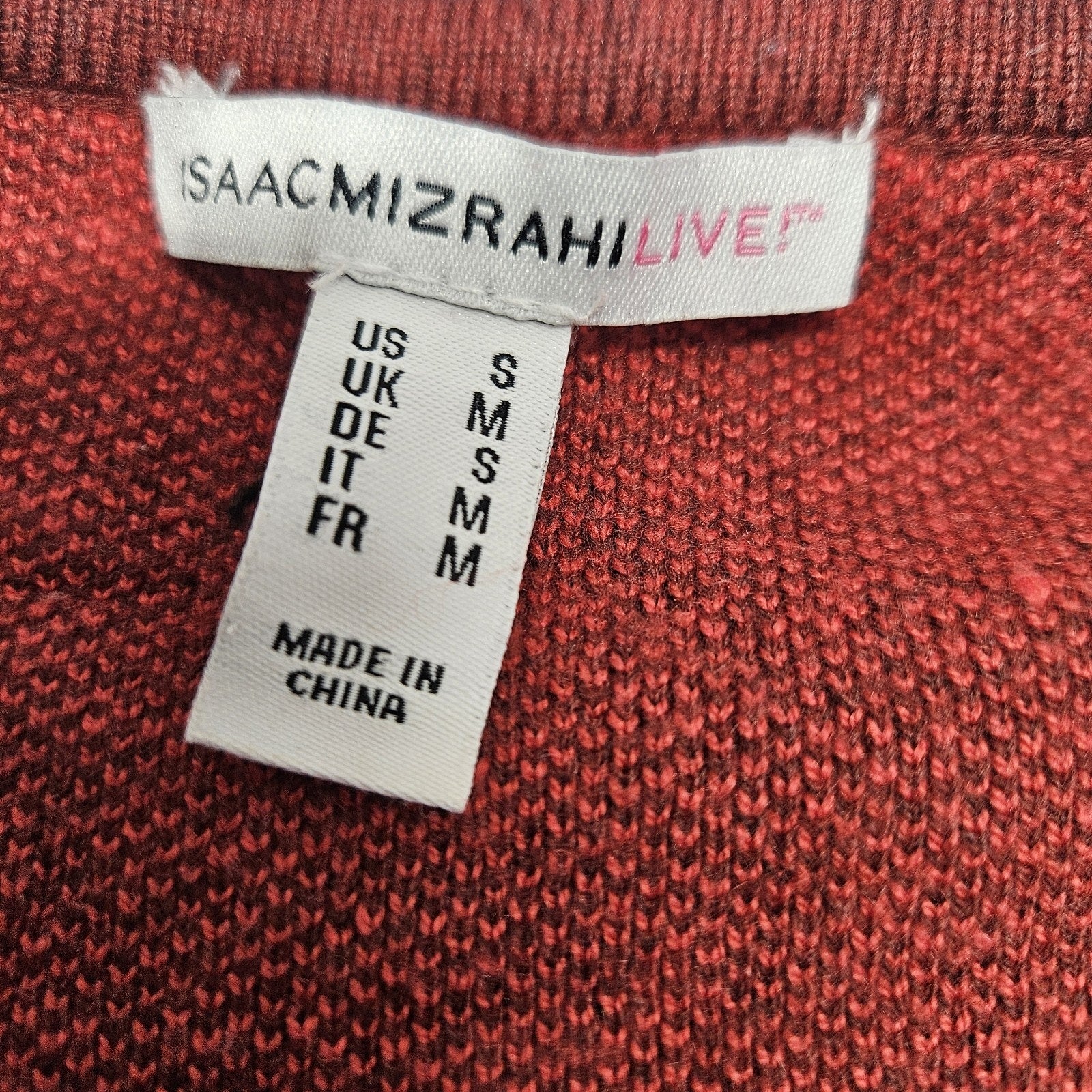 Isaac Mizrahi Red Multi Plaid Fringe Trim Open Front Cardigan Sweater Small